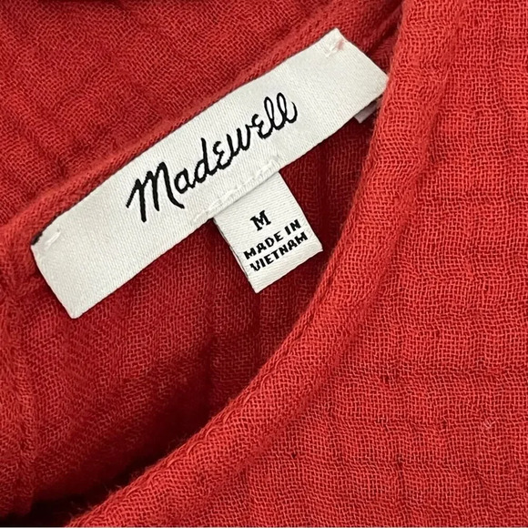 Women's Red Button-Back Peplum Top - Picture 4 of 9